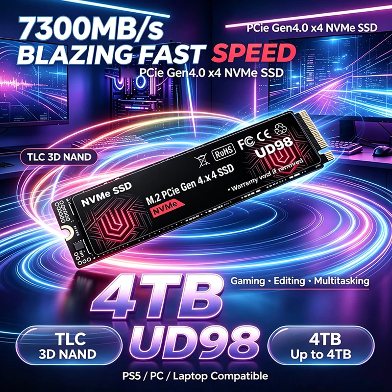 M.2 Nvme 4Tb Pcie 4.0 Ssd - 2026년 출시, 정품 UD98 M.2 NVMe