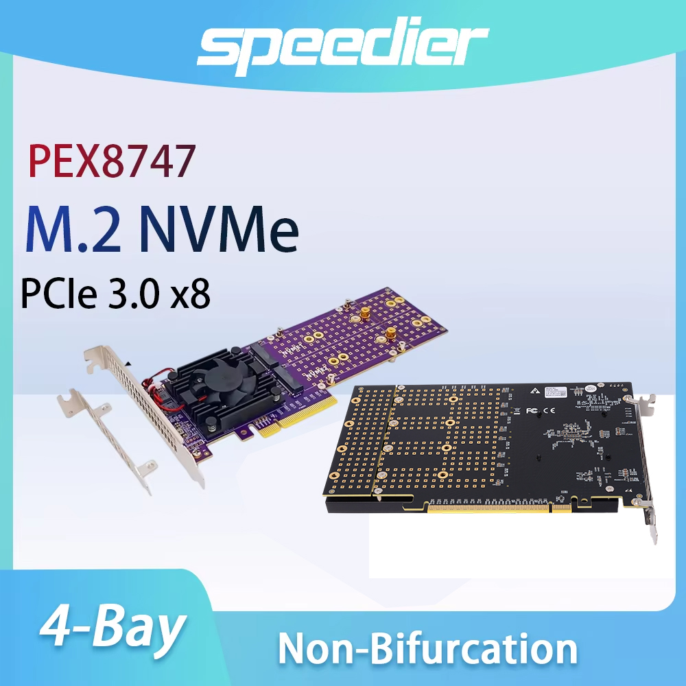 Quad M.2 Nvme Pcie Bifurcation Card - PCIe 3.0 X8 4베이 M.2 NVMe